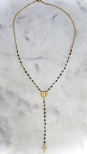 Load image into Gallery viewer, Black & Gold Rosary Jesus Piece - Boho Brooklyn Jewelry