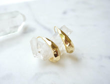 Load image into Gallery viewer, Gold Chunky Hammered Hook Earrings - Boho Brooklyn Jewelry
