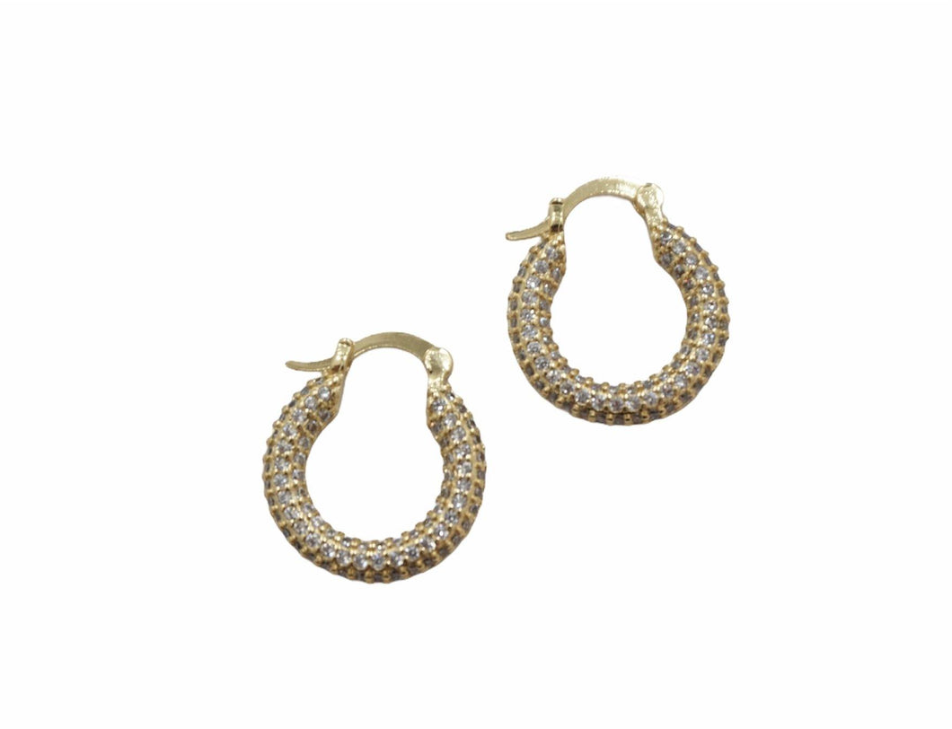 Gold CZ Pave Small Hoops - Boho Brooklyn Jewelry