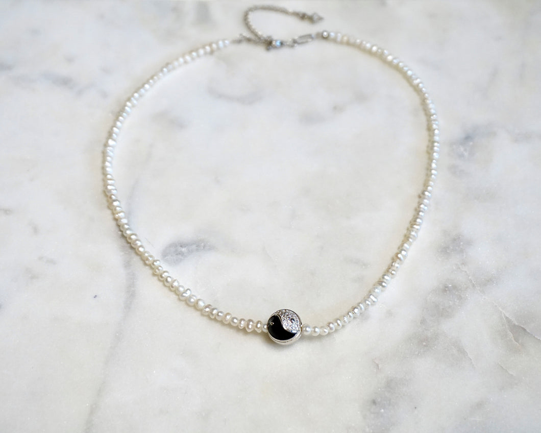 Pearl Yin Yang Choker - Boho Brooklyn Jewelry