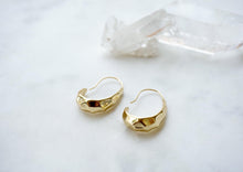 Load image into Gallery viewer, Gold Chunky Hammered Hook Earrings - Boho Brooklyn Jewelry
