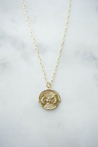 Gold Eye Medallion Necklace - Boho Brooklyn Jewelry