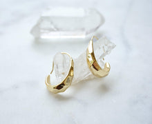 Load image into Gallery viewer, Gold Chunky Hammered Hook Earrings - Boho Brooklyn Jewelry
