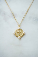 Load image into Gallery viewer, Pearly Gates Cross Necklace - Boho Brooklyn Jewelry
