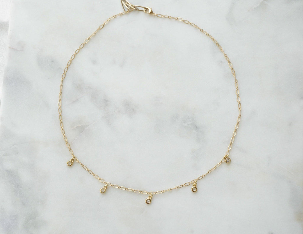 Gold CZ Shaker Necklace - Boho Brooklyn Jewelry