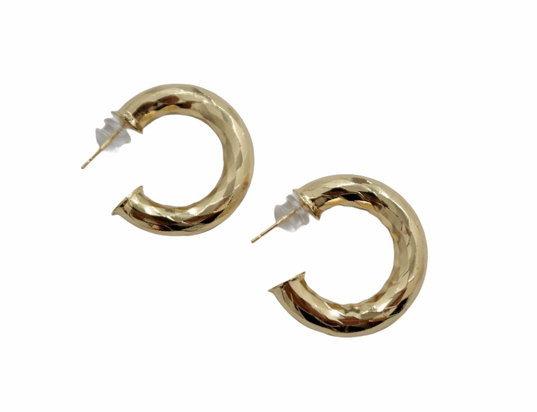 Chunky Gold Hammered Hoops - Boho Brooklyn Jewelry