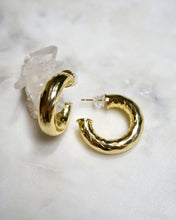 Load image into Gallery viewer, Chunky Gold Hammered Hoops - Boho Brooklyn Jewelry
