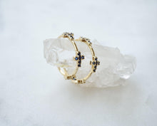 Load image into Gallery viewer, Moody Blue Crystal Cross Hoops - Boho Brooklyn Jewelry
