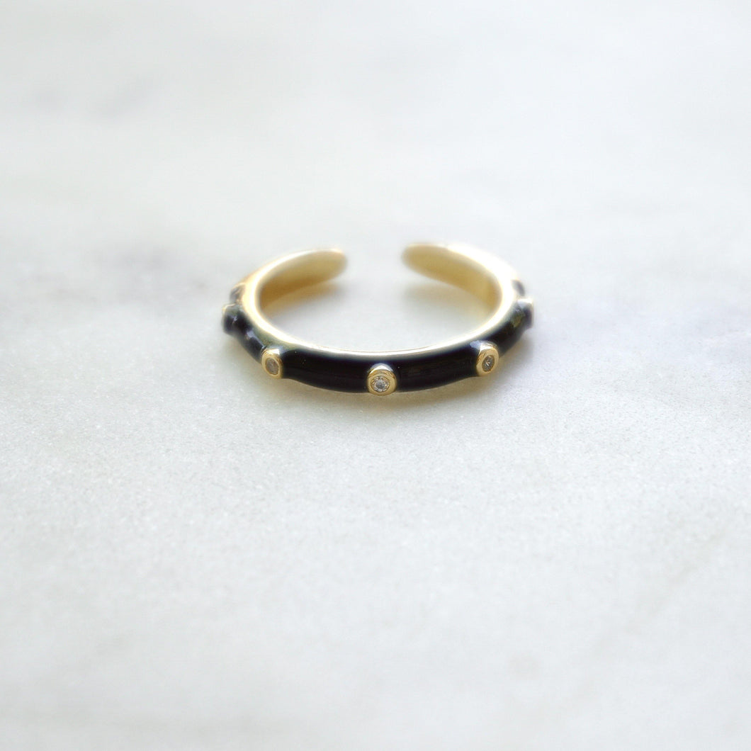 Black Enamel Ring - Boho Brooklyn Jewelry