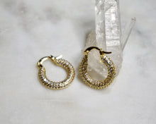 Load image into Gallery viewer, Gold CZ Pave Small Hoops - Boho Brooklyn Jewelry
