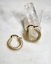 Load image into Gallery viewer, Gold CZ Pave Small Hoops - Boho Brooklyn Jewelry
