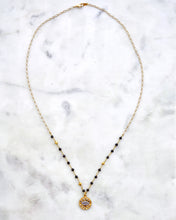 Load image into Gallery viewer, ‘NAVA’ Black And Gold Evil Eye Necklace - Boho Brooklyn Jewelry
