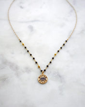 Load image into Gallery viewer, ‘NAVA’ Black And Gold Evil Eye Necklace - Boho Brooklyn Jewelry
