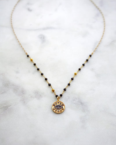 ‘NAVA’ Black And Gold Evil Eye Necklace - Boho Brooklyn Jewelry