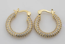 Load image into Gallery viewer, Gold CZ Pave Small Hoops - Boho Brooklyn Jewelry
