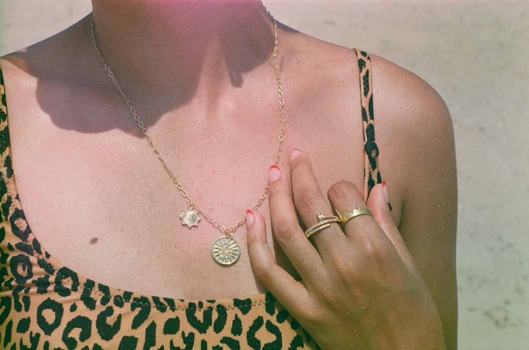 Sun & Star Medallion Coin Necklace