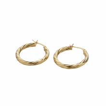 Load image into Gallery viewer, Twist Vermeil Gold Hoops
